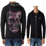 veste philipp plein sweat tete de mort pink qp skull